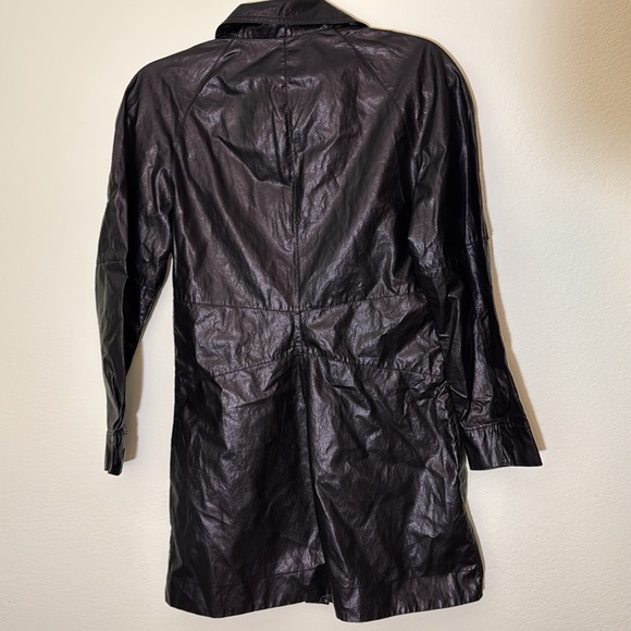 ZARA M Faux Leather Long Sleeve Shirt Dress Snap Front Chest Pocket Black Mini - Picture 9 of 9